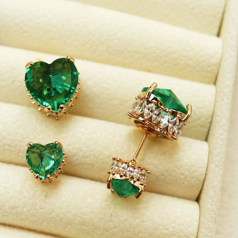 Brinco Coração de Zircônia Dupla Face