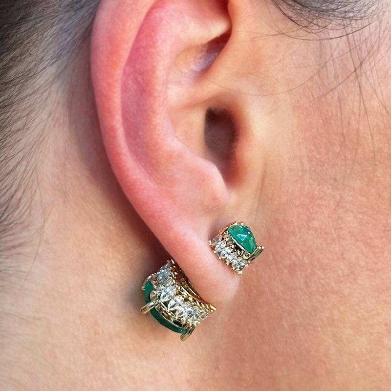 Brinco Coração de Zircônia Dupla Face