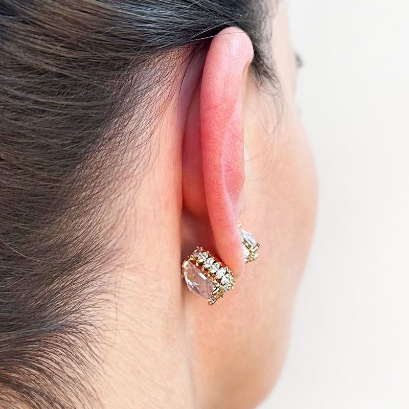 Brinco Quadrado de Zircônia Dupla Face