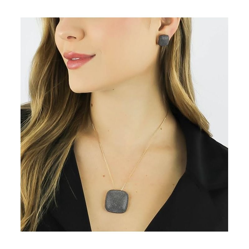 Conjunto Quadrado com Ródio Negro