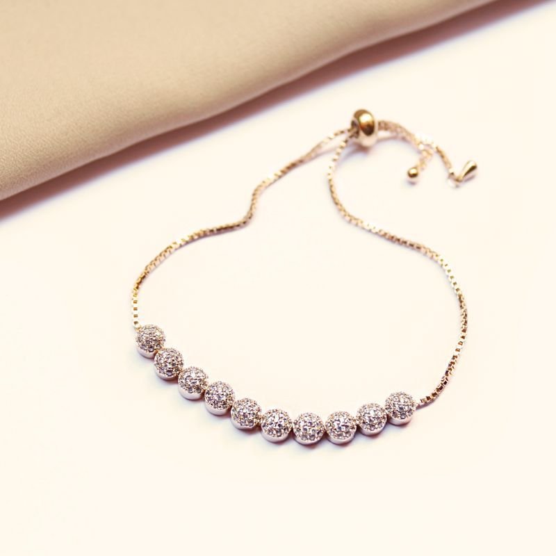 Pulseira Gravata com Esferas Cravejadas